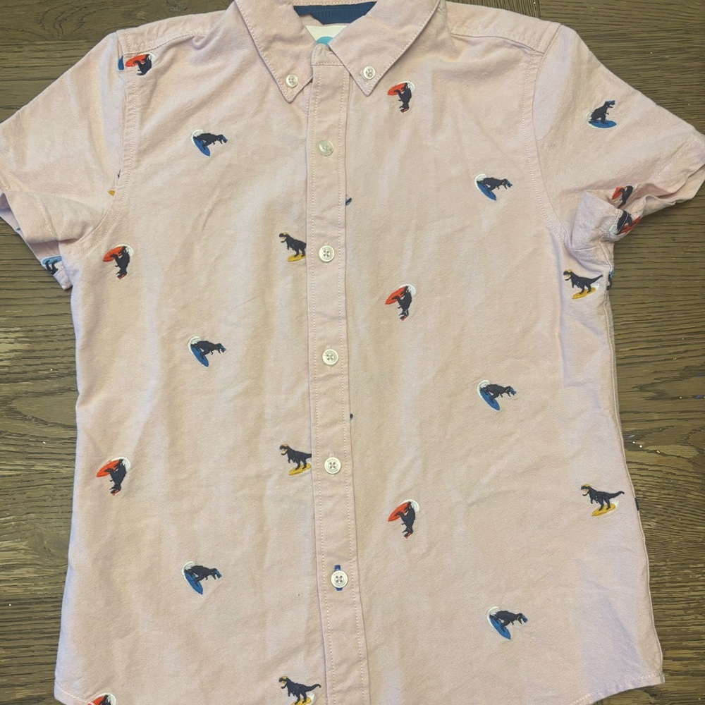 Boden Pink Dinosaur Print Shirt